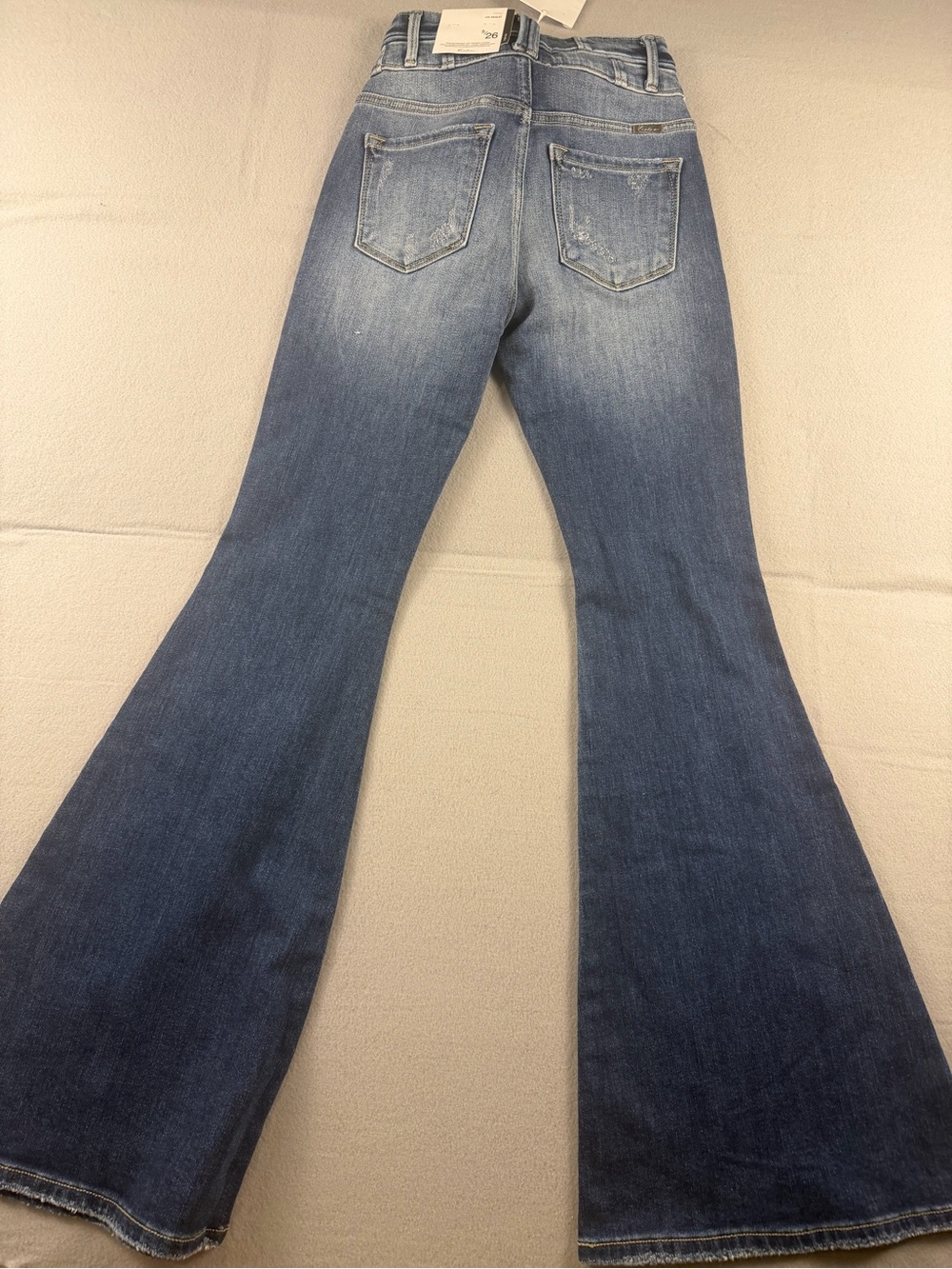 KanCan Medium Wash High-Rise Flare Jeans with Distressed Knees - Picture 8 of 11